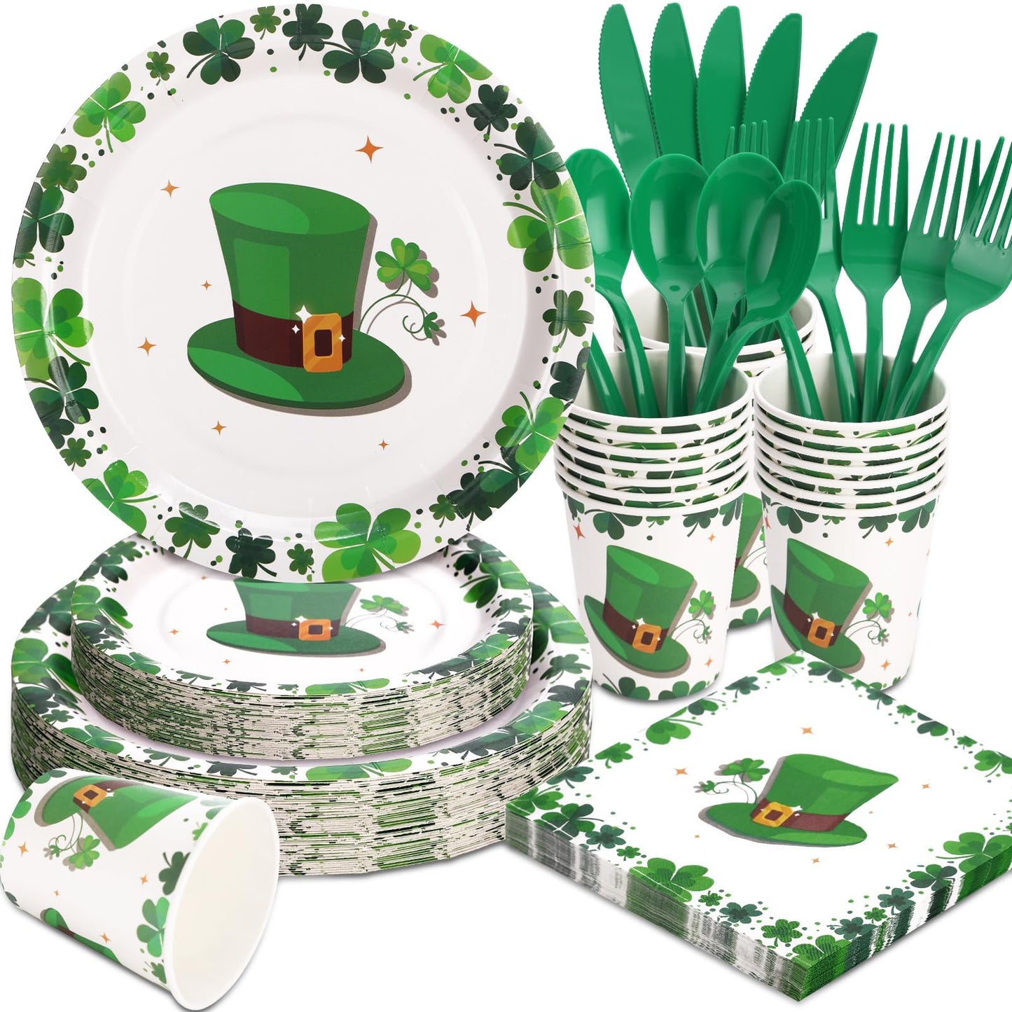 LOOWVY 175pcs St Patricks Day Plates and Napkins Set-St Patricks Day Party Supplies for St Patricks Day Decorations 2Luckey