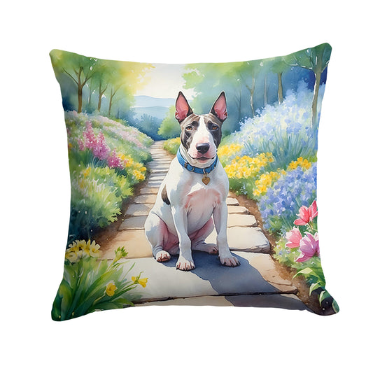 Bull Terrier Spring Path Throw Pillow 2Luckey