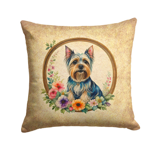 Silky Terrier and Flowers Throw Pillow 2Luckey