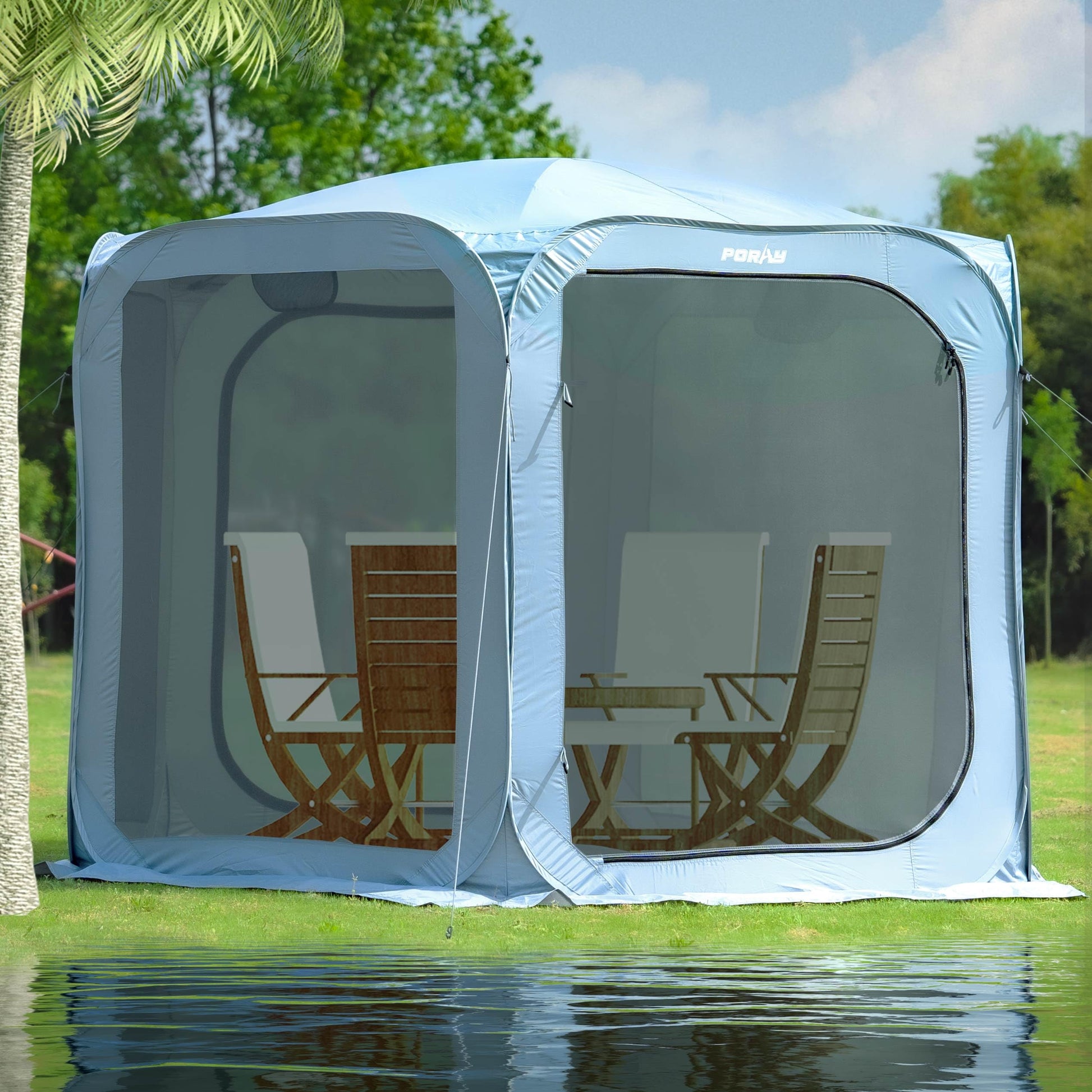 Poray Screen House Tent Pop Up Sun Shelter with Durable Mesh Zipper DoorsPortable Camping Tent 10 X 10 FT Screen Canopy Outdoor for Family Friends Party in BackyardPark 2Luckey