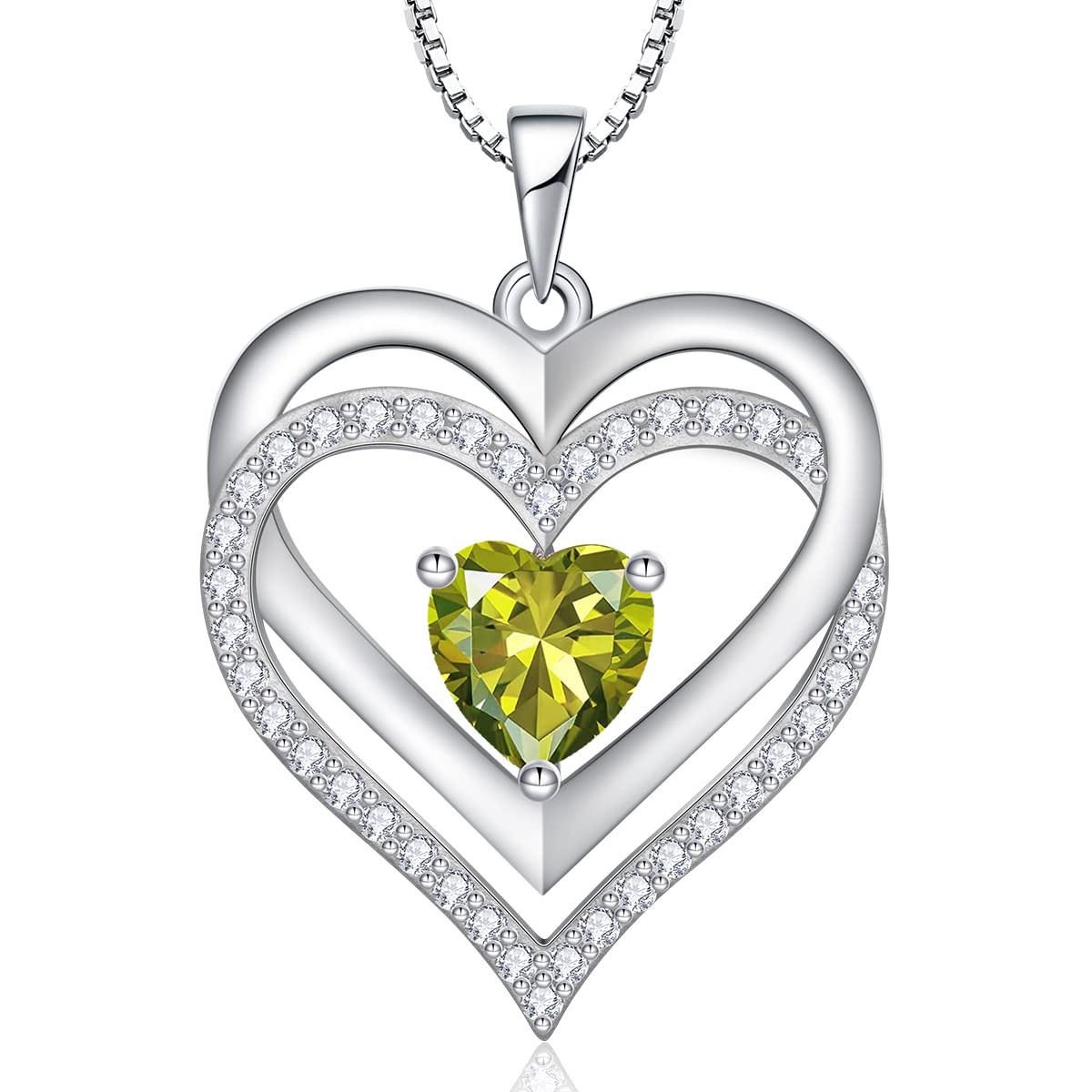 RIVIKO Heart August Birthstone Necklaces Gifts for Women 925 Sterling Silver Love Heart Pendant Necklace Mothers Day Valentines Christmas Birthday Jewelry Gifts for Her Mom Wife 2Luckey