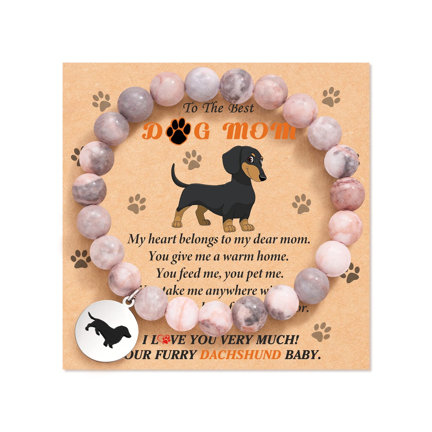 JOGDIAM Dog Mom Gifts for Women Dog Gifts for Dog Lovers with Gift Message Card Dachshund Gifts Dog Mom Bracelets for Mom Grandma Daughter Wife friend Friends 2Luckey